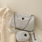 Retro Women Crossbody Bags Style Crescent Chain Underarm Shoulder Square Solid Bags Mart Lion White  