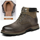 Natural Leather Winter Boots Genuine Cow leather Warmest Men's Winter Shoes Mart Lion Grey winter 38 