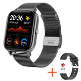 Smart Watch Women Men's Full Touch Dial Call Fitness Tracker IP67 Waterproof Bluetooth Answer Call Smartwatch For Xiaomi Mart Lion Black mesh belt  