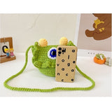 Cartoon Little Monster Knitted Wool Bag for Women amp Girls Kawaii Cute Shoulder Bag Cross Body Messenger Bags Children Mart Lion   