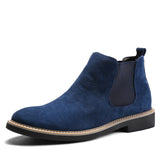 Autumn Winter Chelsea Boots Men's British Style Suede Leather Shoes Slip on Casual Ankle masculina Mart Lion C510 Blue 38 