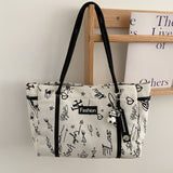 Canvas Bags For Women Trendy Large-Capacity Shoulder Handbags Graffiti Tote Bag Mart Lion Graffiti panda  