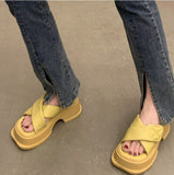  Concise Women Sandals Flats Platforms Casual Soft Genuine Leather Shoes Summer Mart Lion - Mart Lion