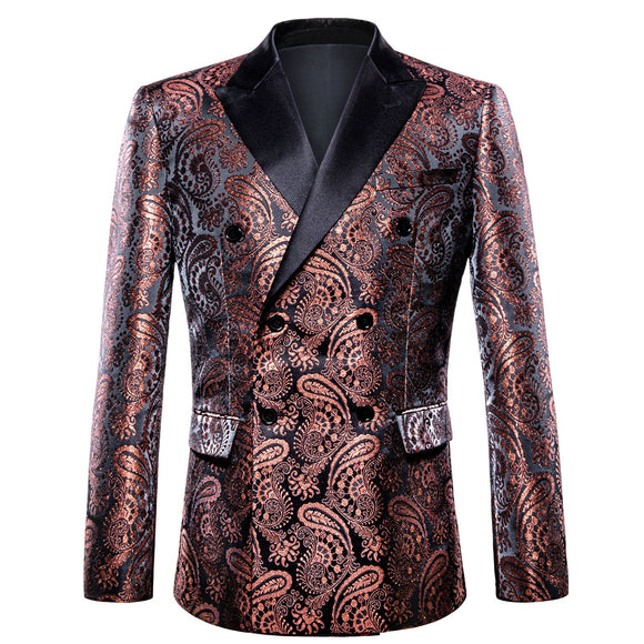Men's Luxury Silk Blazer Party Wedding Show Jacket Suit Gold Thread Slim Dress Suit Barry Wang Mart Lion S  