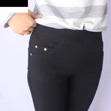 Women's Casual Black Leggings Ankle Long Slim Skinny Stretch Solid Color Pencil Pants Trousers Mart Lion Black M  (40-52kg) 