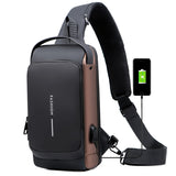 Men's Waterproof USB Oxford Crossbody Bag Anti-theft Shoulder Sling Multifunction Short Travel Messenger Chest Pack For Male Mart Lion black gold 3 16 x 9.5 x33 cm 