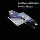 Men's Rimless Reading Glasses Women Presbyopic Lens Eyewear Anti Blue Light Blocking Glasses TR90 Metal Titanium Eyeglasses Frame Mart Lion   