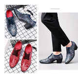 Blue Snake Shoes Dress Men's Pointed Leather High Heel Comfort Lace-up Casual  zapatos de vestir Mart Lion   