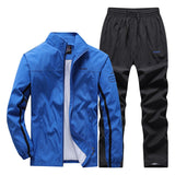 Men's Football Track suits Sportswear Men's Sets Casual Basketball Tracksuit Male Gyms Jogging Sweatshirt Sport Suit Mart Lion Color Blue L 