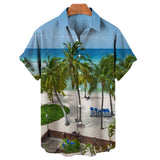Men's Coconut Tree 3D Printing Shirts Casual Hawaiian Loose Shirts Short Sleeve Shirts Summer Beach Loose Tops Mart Lion ZM-1619 L 