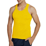Tank Tops Men's Summer 100% Cotton Cool Fitness Vest Sleeveless Tops Gym Slim Colorful Casual Undershirt Male 7 Colors 1PCS Mart Lion YELLOW 1PCS M 
