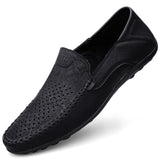 Leather Men's Breathable Driving Shoes Luxury Brands Formal Loafers Moccasins Lazy Black