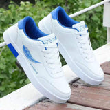 Men's Casual Shoes Lightweight Breathable White Shoes Flat Lace-Up Skateboarding Sneakers Travel Tenis Masculino Mart Lion 8610-Blue 39 