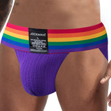 Jockmail Underwear Men's Briefs Slips Penis Pouch Panties Bikini Brief Cueca Gay Hombre Breathable Underpants Rainbow Mart Lion JM380Purple M(27-30 inches) 