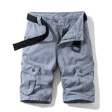 Multi Pocket Solid Color Men's Cargo Pants Solid Color Loose Cotton Straight-Leg Casual Shorts Running Fitness Shorts Mart Lion Grey 30 China
