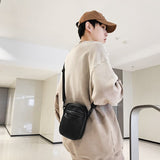 Men's Bag Strap Messenger Sling Bags Casual Purse Leather Zipper Pouch Simple Small Crossbody Shoulder Bag Male Purse Mart Lion   