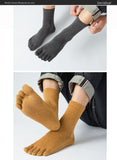 Veridical 5 Pairs/Lot Cotton Five Finger Socks For Men's Solid Breathable Harajuku Socks With Toes Mart Lion   
