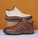  Men's Winter Boots Thick Cotton Shoes Outdoor Rubber Soled Non-slip Leather Snow Keep Warm Shoes Mart Lion - Mart Lion