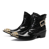 Autumn Lace high boots Men White Pointed Cowhide Banquet Casual Leather High heels Mart Lion Black 36 China