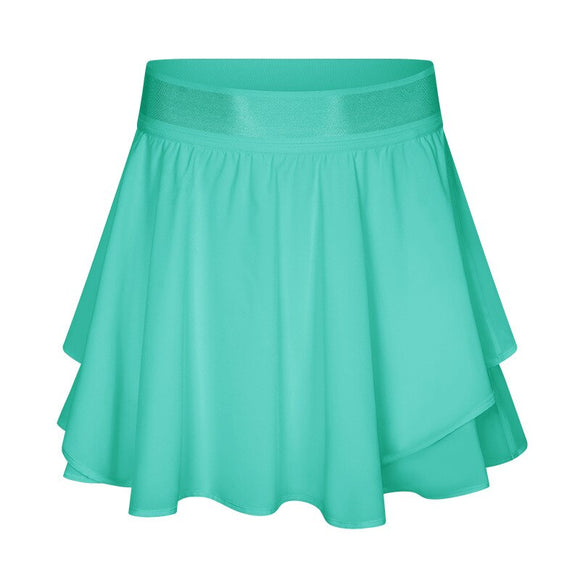 Quick-drying Fake 2-piece Tennis Skirt Liner Side Pocket Anti-lost Workout Yoga Running Shorts for Women Mart Lion Green 4 
