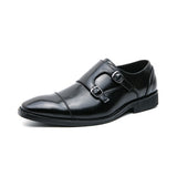 Men's Monk Shoes Luxury Leather Wedding Brown Black Classic Dress Mart Lion black 38 
