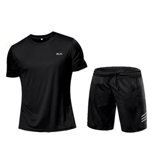 Men's Sportswear Tracksuit Gym Compression Clothing Fitness Running Set Athletic Wear T Shirts Mart Lion Black Set L 