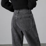 WinterJeans For Women Velvet Thick Warm Denim Pants High Waist Fleece Mom Jean Baggy Vintage Wide Leg Harem Denim Pant Mart Lion   