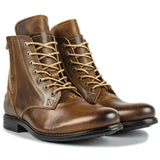 Large Men Leather Boots Wipe Color Side Zipper Military Cavalry Mart Lion Auburn EUR38 