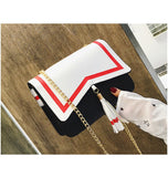 Cute Cartoon Magic Sakura Fringed Shoulder Bag Contrasting Color Anime Messenger Bag Chain Women Mart Lion   