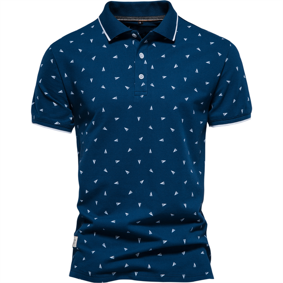 Cotton Men's Polo Shirts Triangle Print Short Sleeve Golf Wear Mart Lion Navy EUR S 60-70kg 