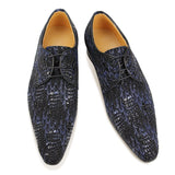 Pattern Floral lace up shoes Luxury Men's Party Blueblack Dress Pointed lace-up flat casual Handmade wingtip Derby Mart Lion   