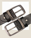 Belts for Men's Vintage Cowskin Genuine Leather Pin Buckle Waist Belt for Jeans Mart Lion   