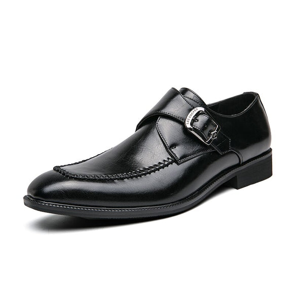 British Style Men's Dress Shoes Formal Split Leather Footwear Buckle Strap Oxfords Mart Lion Black 38 