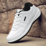 Leather Men's Shoes Trend Casual Breathable Leisure Sneakers Non-slip Footwear Sports Lace-up Trainers Mart Lion White 39 
