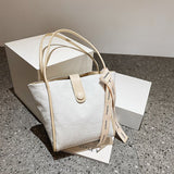 Women Bag Large Capacity Single Shoulder Armpit Commuter Tote Bag Tide Simple Casual Handbag Mart Lion White  