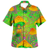 Summer Men's Hawaiian Shirts Psychedelic Mushroom Print Loose Short Sleeve Party Beach Shirts
