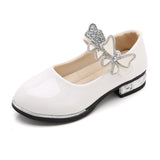 Girls Leather Shoes Summer PU Patent Leather Kids Dress High Heels Butterfly-knot Dress Wedding Chic Mart Lion   