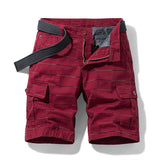 Summer Casual Short Men's Stripe Cargo Shorts Cotton Military Jogger Knee Length Breeches Bermuda Men's Shorts Mart Lion Red 28 