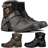 Men's Ankle Boots Work Cowboy Boots Zipper Up Motorcycle Western Boots