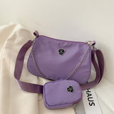 Retro Women Crossbody Bags Style Crescent Chain Underarm Shoulder Square Solid Bags Mart Lion Purple  