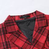 Red Plaid Suit Vest Men's Vintage Double Breasted Waistcoat Steampunk Clothing Men's Terno Masculino Slim Uniform Vest Mart Lion   