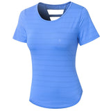 Gym Top Women Quick Dry Shirts Short sleeve Outdoor Running Sport Shirt Fitness Clothing Women Top Mart Lion Blue S 