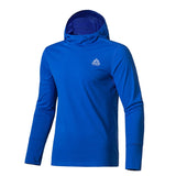 Men's Quick Drying Sport Long Sleeves with Hood Breathable Hooded Long Shirt Sun Protection Tees For Running Mart Lion Royal Blue M 