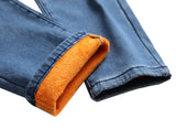  Winter Fleece Jeans Men Casual Thicken Warm Pants Stretch Straight Denim Trousers Jeans Pants Mart Lion - Mart Lion