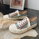 Shoes Women Canvas Summer Student Sneakers Korean All-Matching Retro Easy Matching Board Mart Lion Biscuit-Green 34 