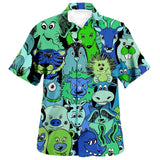 Summer Men's Hawaiian Shirts Psychedelic Mushroom Print Loose Short Sleeve Party Beach Shirts Mart Lion MOGU11 US SIZE XL 