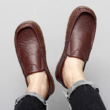 Genuine Leather Handmade Oxford Sole Shoes Men Casual Luxury Brand Loafers Breathable Black Driving Mart Lion   