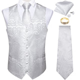 Men's Vest Tie Set Classic Wedding Paisley Black Gold Paisley Tuxedo Suit Vest Formal Dress Male Mart Lion MJ-0137-JZ03 L 