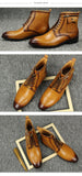 Men's Leather Dress Boots Shoes lace up pocket Luxury design Casual luxury Style Solid Streetwear handsome Mart Lion   