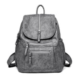 Women Leather Backpacks Vintage Female Shoulder Bag A Dos Travel Ladies Bagpack Mochilas School Girls Mart Lion Gray  